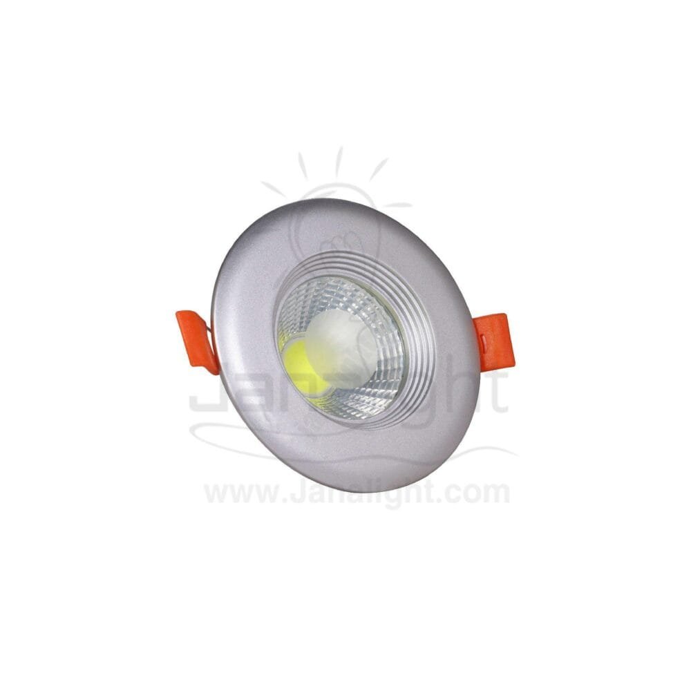 كشاف 7 وات كومبكت ابيض حلق فضي جنى لايت plastic white compact 7 watt downlight